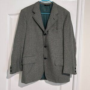 Vintage Chipp Olive Green Tan Houndstooth Tweed Sport Jacket Blazer 40R